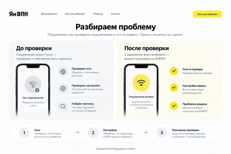 Иллюстрация интерфейса: Помощь с подключением